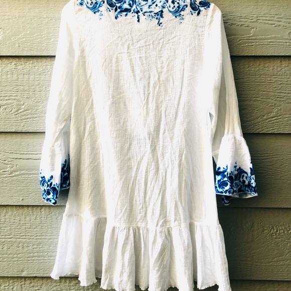 Ralph Lauren Blue Label boho long sleeved white and blue top size Small - Picture 10 of 14
